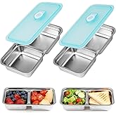 2 Pack Stainless Steel Snack Containers - Reusable Grab and Go Snack Containers with Leakproof Lids, 2 Compartment Snackle Box Container Portable Divided Storage for Outdoor Camping and Daily Use