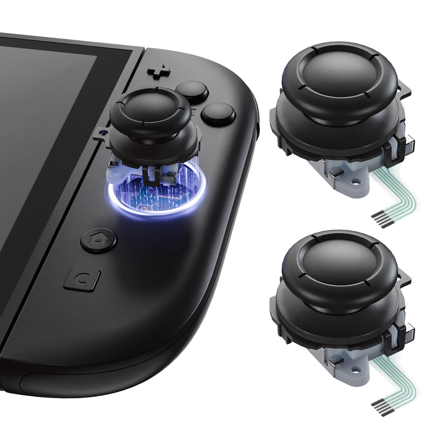 eXtremeRate Replacement 3D Joystick for Nintendo Switch 2 JoyCon, Controller Left Right Analog Stick Thumbsticks with Repair Tools for JoyCon 2, Multi-Colors Options - Black