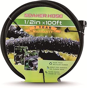 Soaker Hose for Garden, 1/2’’ Soaker Hose 100 FT, Soaker Hoses 100 FT Heavy Duty Drip Hose Save 70% Water Garden Hose for Lawn, Garden (100 FT)