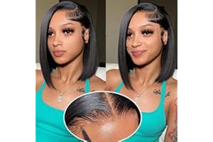 MAWIPOV Bob Wig Human Hair 200% Density Straight Short Bob Human Hair Wigs for Black Women Wear and Go Glueless Wigs Human Hair Pre Plucked Pre Cut 4x4 HD Lace Closure Short Straight Glueless Bob Wig 10 Inch