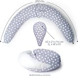 Niimo XXL+ Pregnancy Pillow & Nursing Pillow Grey Hearts 200x70 cm view 6