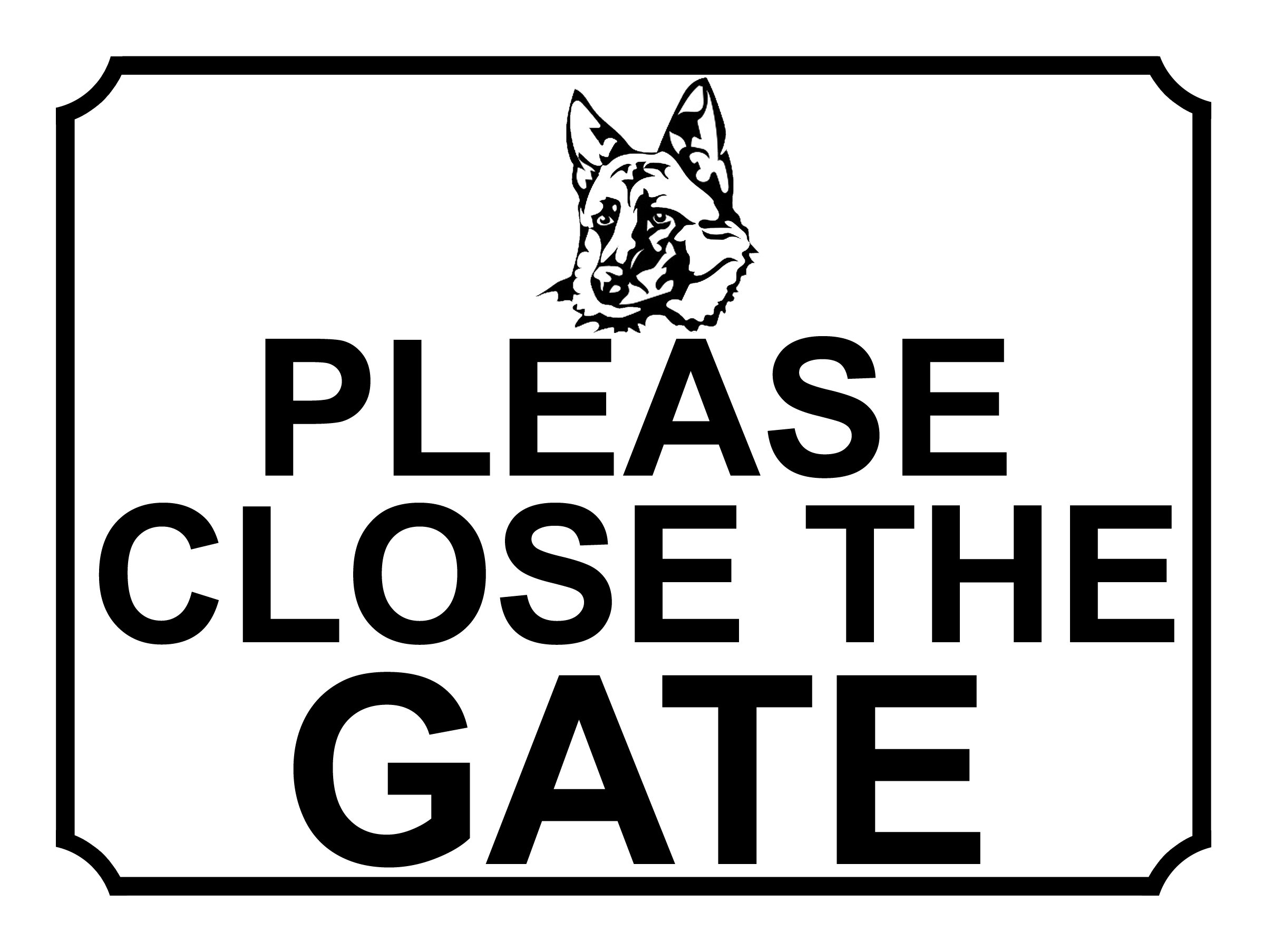 SHAWPRINT PLEASE CLOSE THE GATE DOG THEME METAL SIGN 267MM X 200MM (468H1L) LARGE 10" X 8"