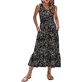 AUSELILY Womens Maxi Dress 2026 Sleeveless Summer Dresses V Neck Casual Tiered Sundresses with Pockets
