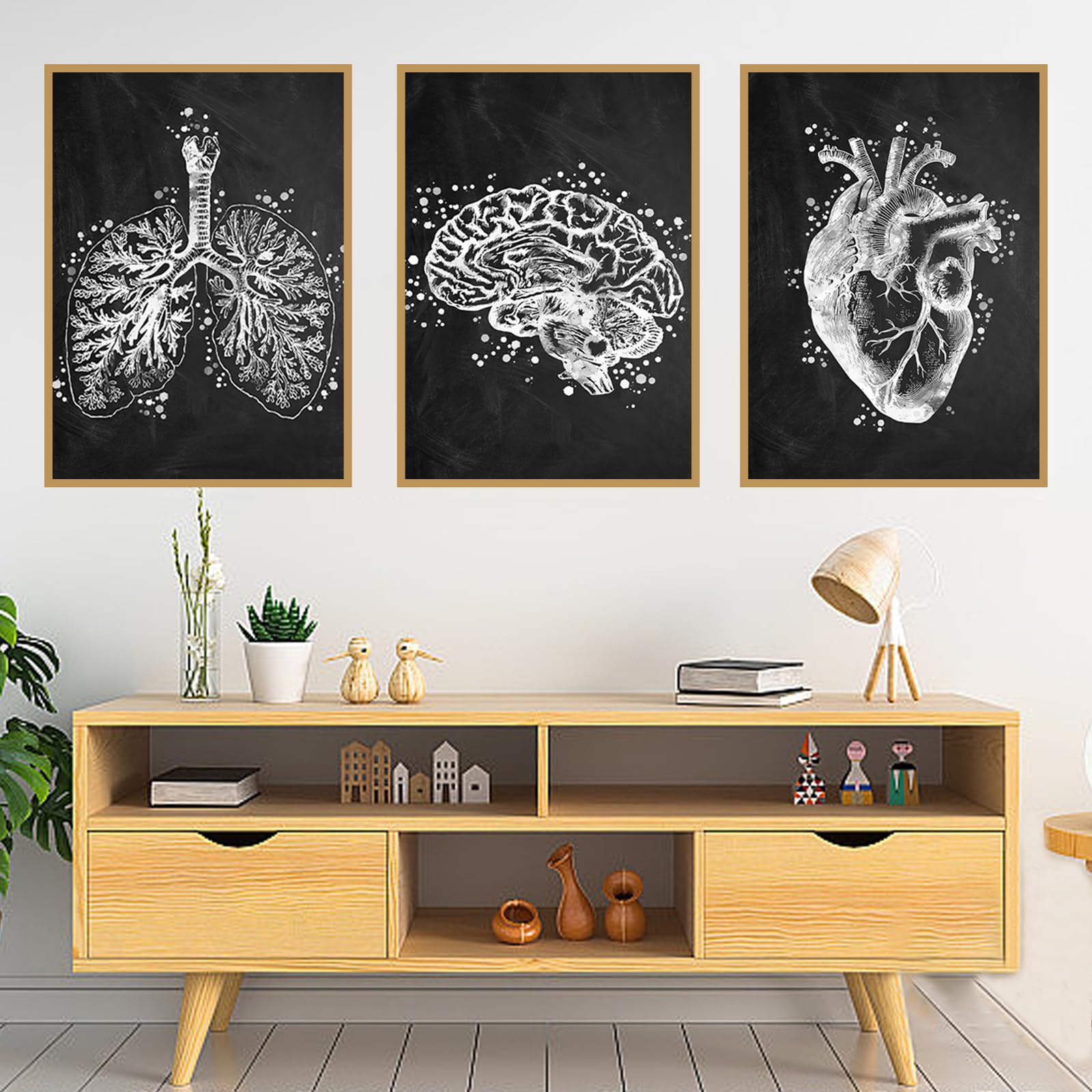 KAIDAARTLH Abstract Medicine Anatomy Poster, Organs Heart Brain Canvas Pictures, Art Pictures for Doctor's Office/Hospital/Clinic Decoration, Frameless(B, 3x50x70cm)