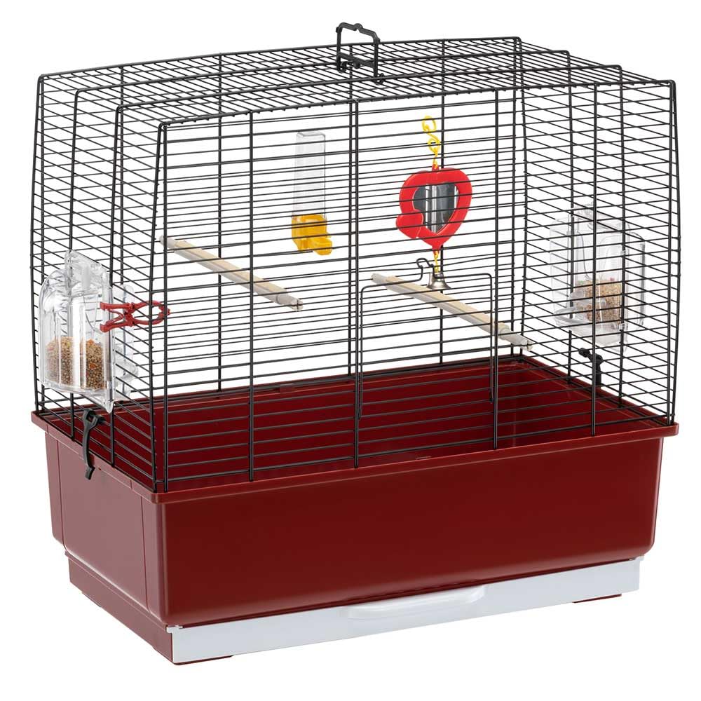 Ferplast Bird Cage Canary Cage Rekord 3, Complete with Accessories and Rotating Feeders, Sturdy White Painted Metal and Blue Plastic Bottom, 49 X 30 XH 48.5 cm