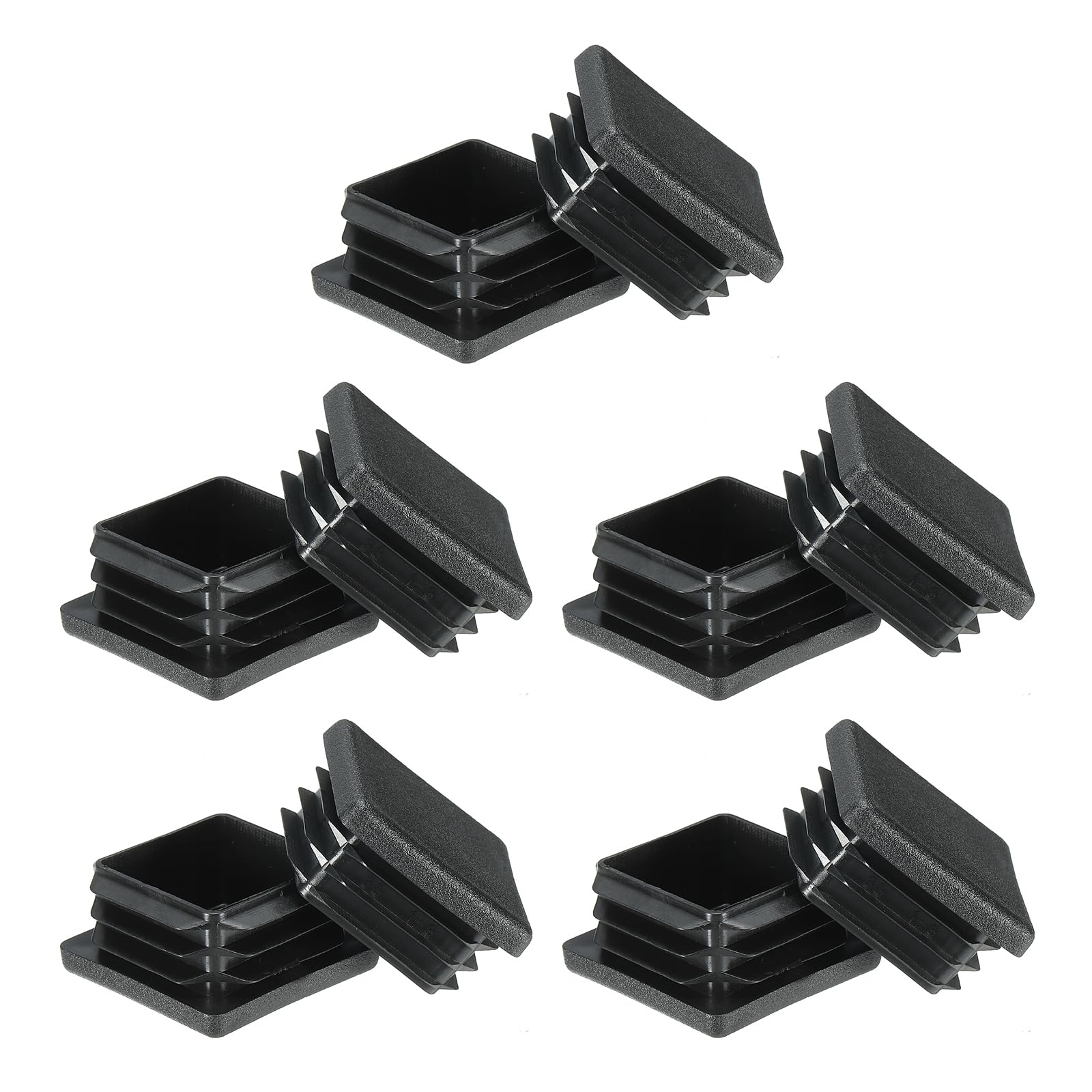PATIKIL Square Plastic Hole Plugs 1.5inch, 10 Pack Tubing Insert End Cap for Square Metal Tubing Furniture Chair Leg Fence Post Pipe, Black