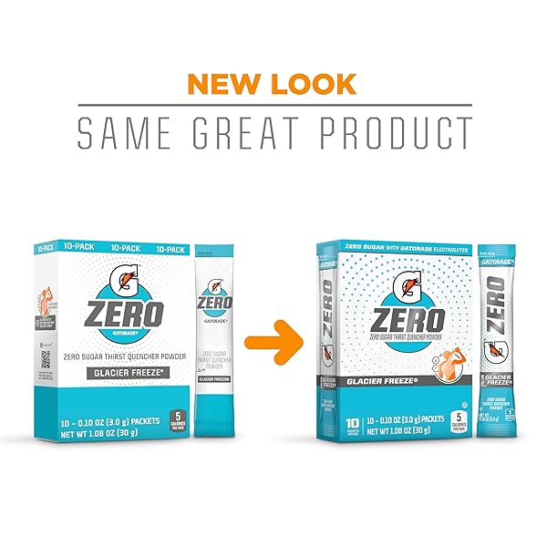 GATORADE – SPORTS DRINKS G ZERO POWDER PACKETS GLACIER FREEZE, 0.10 OUNCE(PACK OF 10)