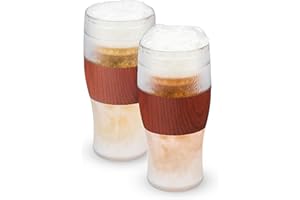 Host Freeze Beer Glasses, Frozen Beer Mugs, Freezable Pint Glass Set, Insulated Beer Glass to Keep Your Drinks Cold, Double W