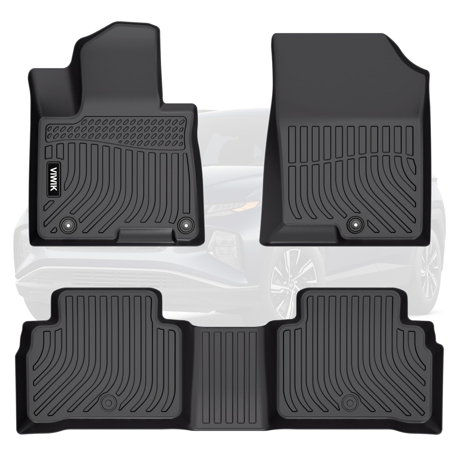 VIWIK 2022-2025 Hyundai Tucson Floor Mats (Excluding Hybrid & PHEV), All-Weather Protection, Custom Fit for 1st & 2nd Row, TPE, Non-Slip, Easy to Clean, Waterproof, Durable Image