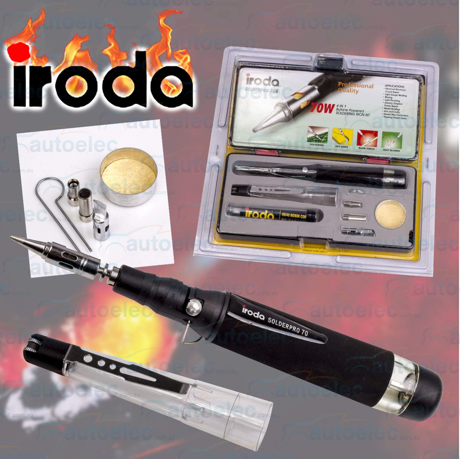 Pro Iroda Solderpro 70W Butane Gas Soldering Iron Kit Catalytic Tip Hot