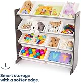 LIVIVO 4 Tier Kids Toy Storage Unit Grey White with 12 Bins view 6