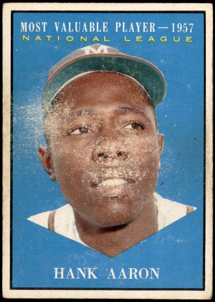 1961 Topps 484 Most Valuable Player Hank Aaron Milwaukee