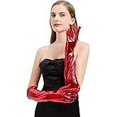 sodknow Long Metallic Gloves Costume Women Elbow Length Opera Halloween Cosplay 1920s Great Gatsby Formal Evening Dress up