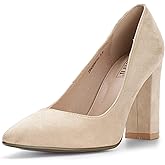 IDIFU Women's IN4 Chunky-HI Block High Heels Closed Pointed Toe Pumps Dress Office Shoes for Women
