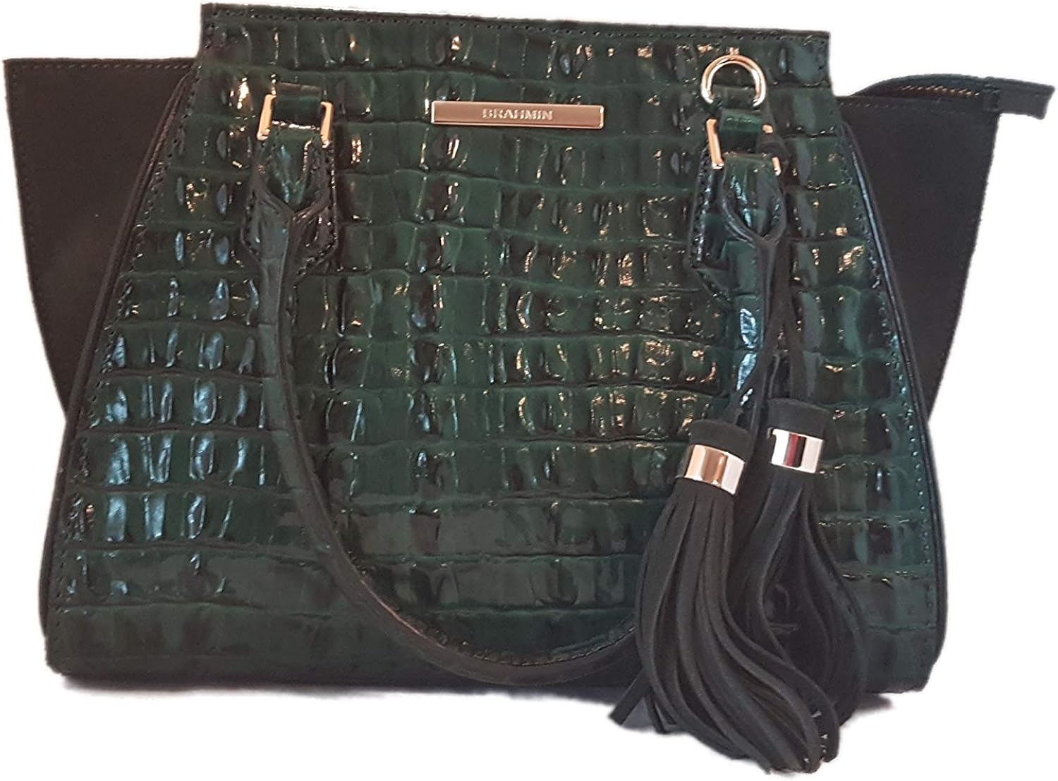 Brahmin Mini Priscilla Emerald Moore dark green satchel Handbag