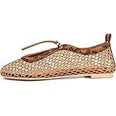 Gothictor Mesh Ballet Flats for Women Round Toe Fishnet Ballerina Flats Buckle Strap Casual Comfortable Office Mary Jane Flat Shoes