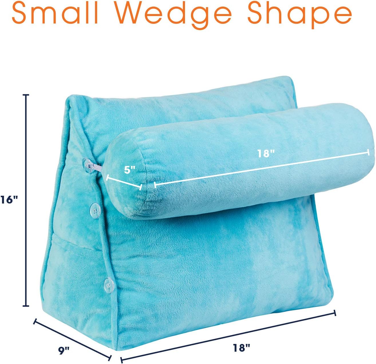 Cheer Collection Wedge Shaped Reading and TV Pillow with Adjustable Neck Pillow, Sky Blue: Home & Kitchen