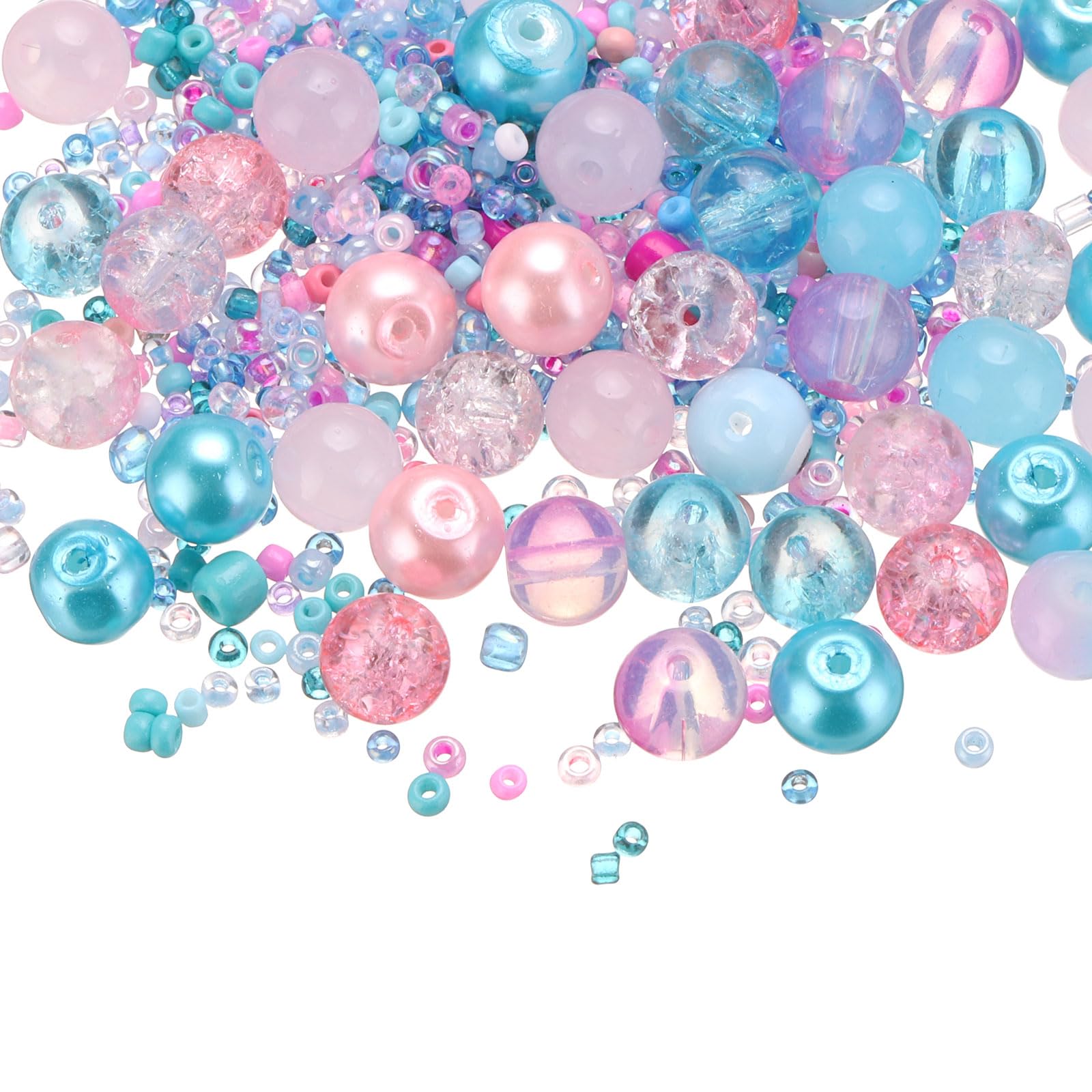 PATIKIL 2-8mm Assorted Glass Resin Beads, Cracked Gravel Round Bead Small European Spacer Seed Bead Mixed Bulk with Hole for Jewelry Making DIY Bracelet Crafts Necklace Charm, Rose Red