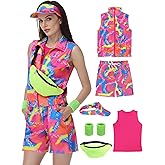 80s Women’s Workout Costume, Adult 80s Outfit, Couples Costume Set for Halloween Cosplay