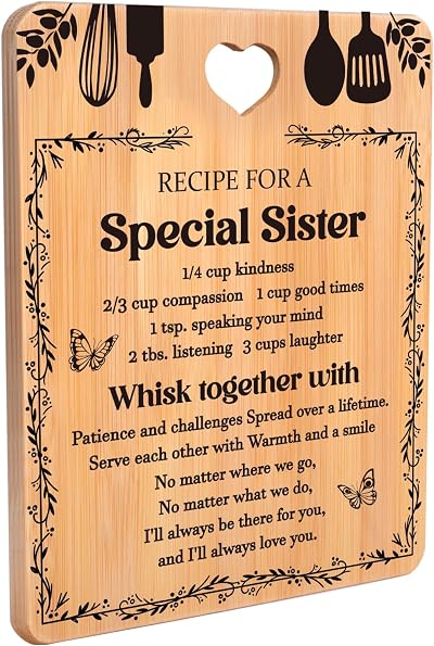 Apjielop Bamboo Cutting Board for Sisters Gift from Sister