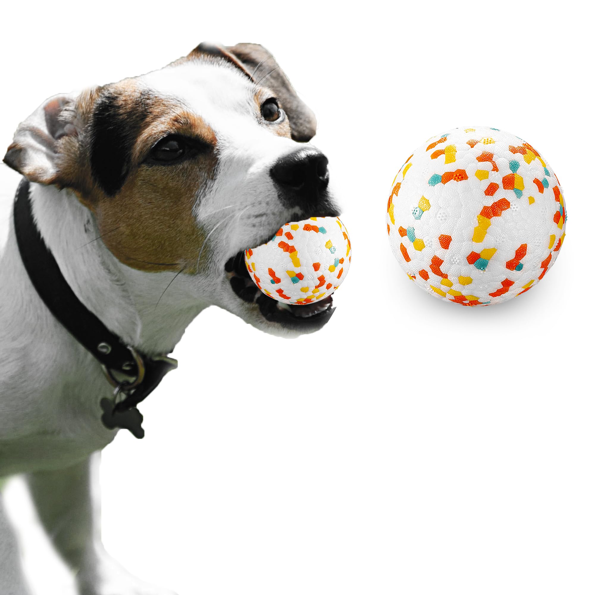 JEROCK Dog Balls, Indestructible Dog Toy for Aggressive Chewers, Durable High Elasticity Interactive Fetch Toy, Floats in Water & Safe on Teeth (2.5inches, 1PCS)