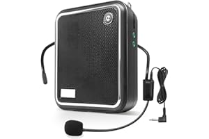 DUNUDUN Portable Voice Amplifier,10W Bluetooth Rechargeable Personal Voice Amplifier with Wired Microphone Headset,PA System Speaker for Teaching/Meeting/Outdoors (S50 Wired Headset Microphone Black)