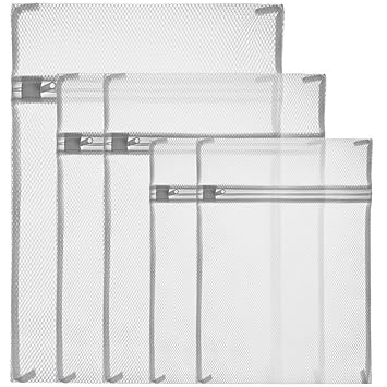 Zacro Weiß Wäschenetz,Wäschesack mit Reißverschluss Waschtaschen Set von 5 Wäschebeutel für Waschmaschine