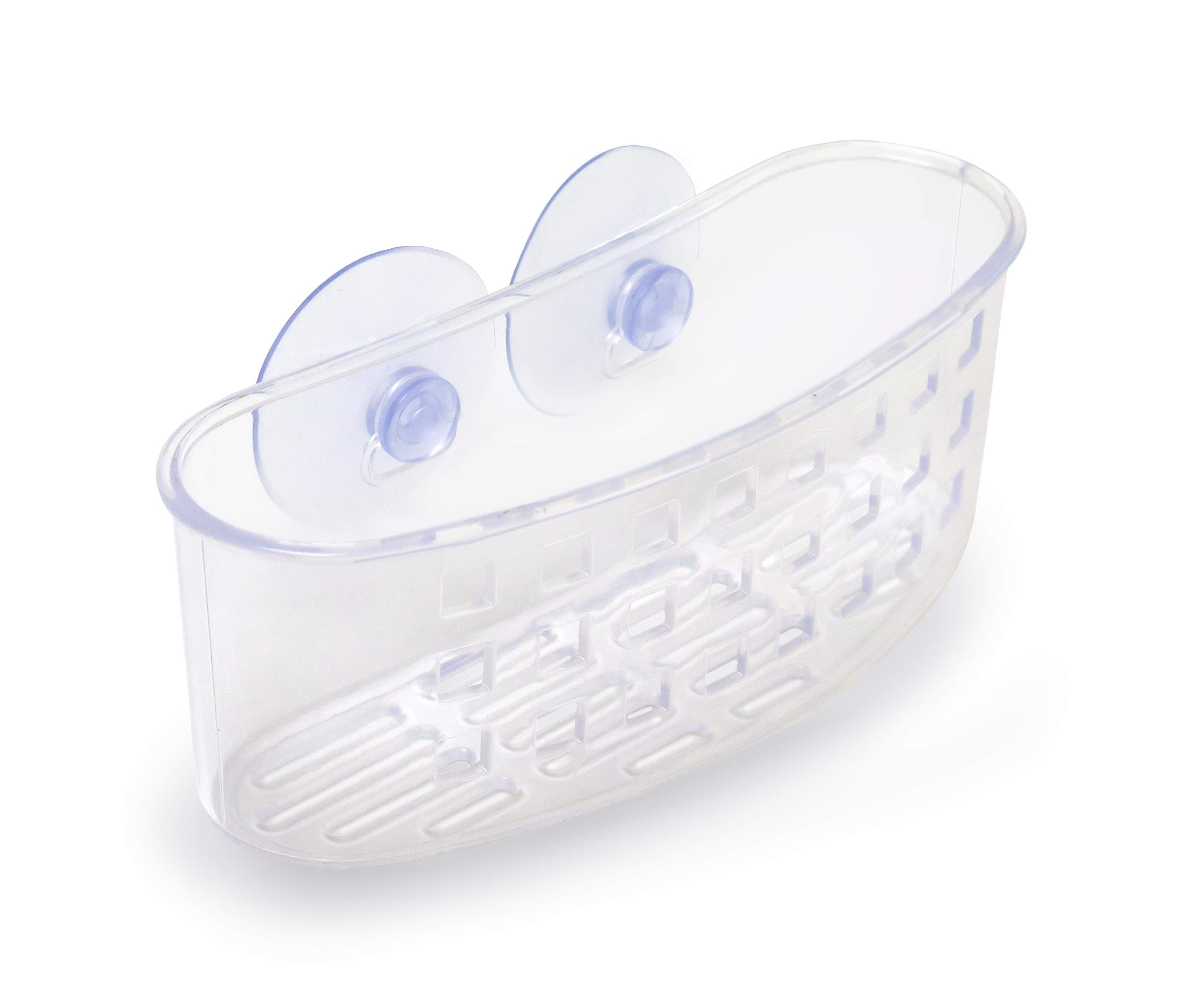Tredoni Suction Cup Acrylic Sponge Holder Rack - Sink Soap/Scrubber Basket Rack Drainer Caddy, Transparent (Standard)