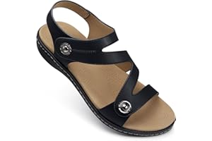 TEMOFON Womens Sandals Dressy Summer: Open Toe Comfortable Walking Flat - Arch Support Flat Sandals Size 5-11