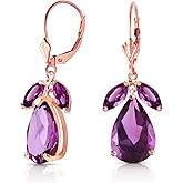 14k Rose Gold Leverback Earrings with Natural Amethysts