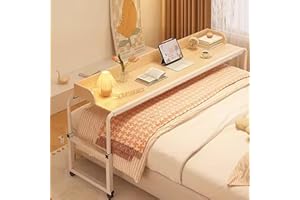 ZAIHW Adjustable Overbed Table, Over The Bed Table with Wheels, Overbed Desk, King Size Bed Table, Rolling Tray Table for Laptop and Writing for Living Room, Laptop Desk Over Bed Table (Color : Wood, 140cm