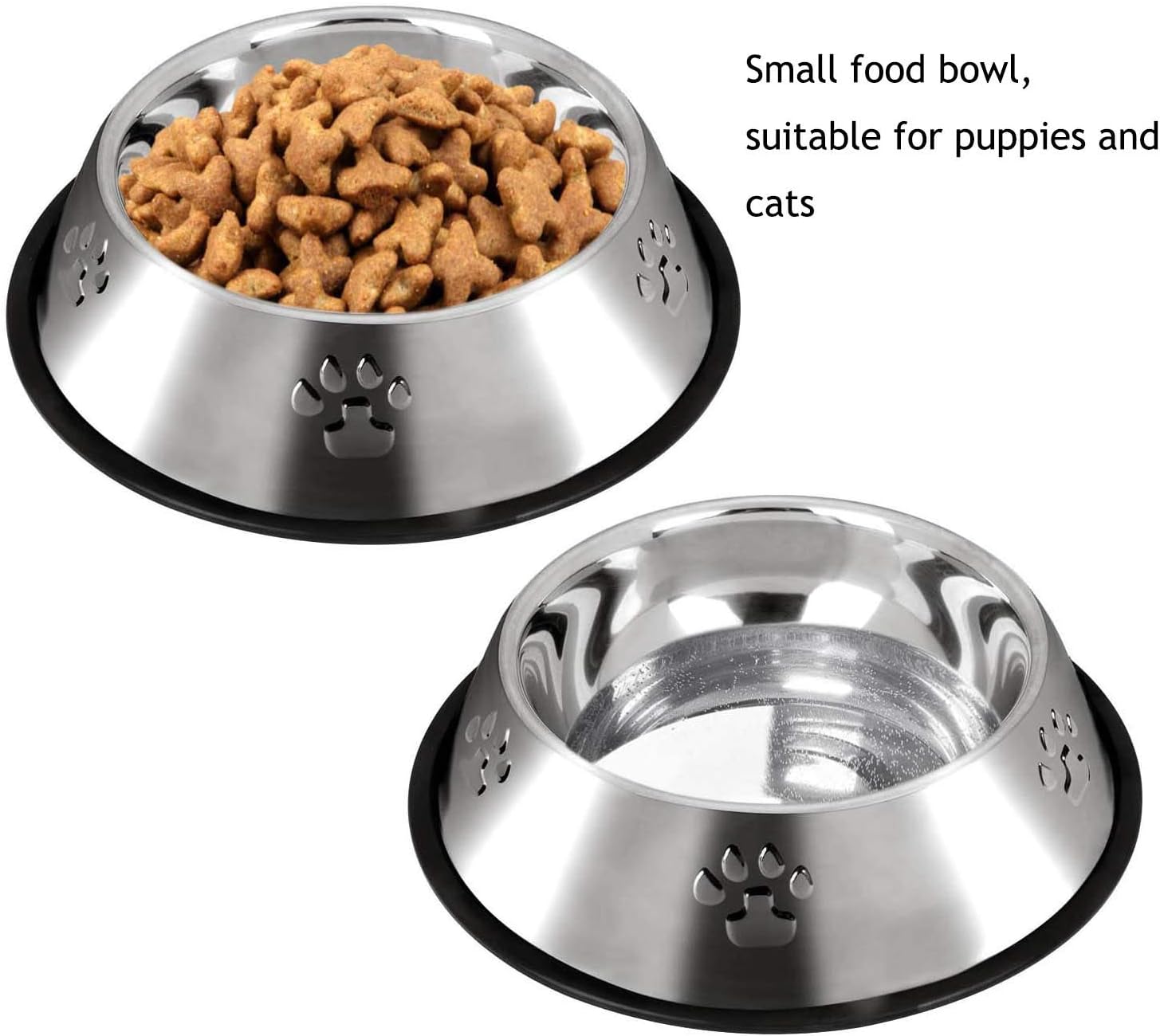 SUOXU Stainless Steel Cat Bowls,Cat Feeding Bowls,Kitten Plate Bowls With Non-slip Rubber Bases - Image 5