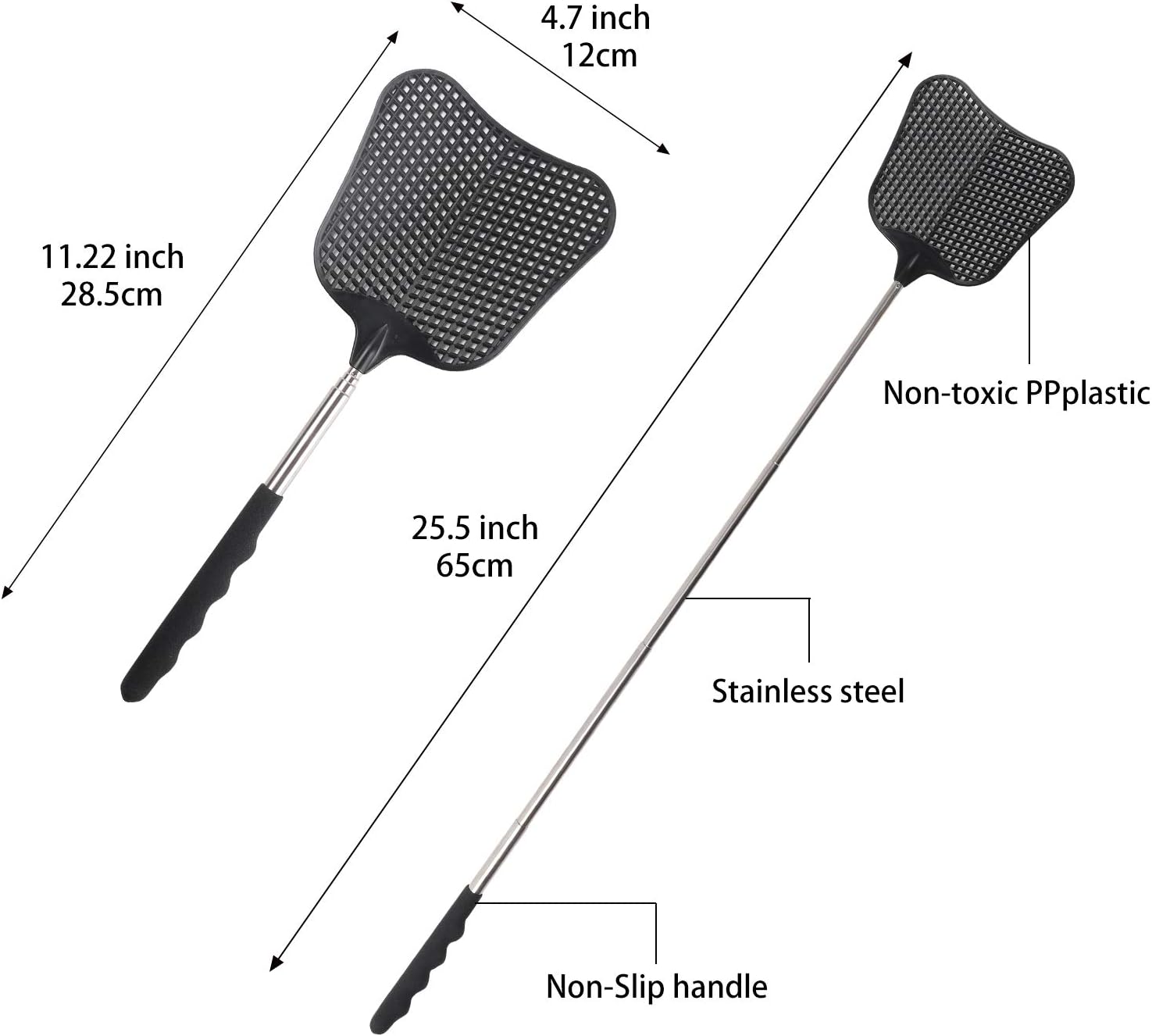STUHAD 4 Pack Retractable Fly Swatters Heavy Duty Set, with Durable Telescopic Stainless Steel Handles, for Home, Classroom and Office: Garden & Outdoor