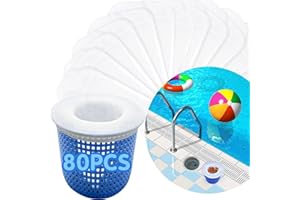 YOLAAH 80PCS Pool Skimmer Filter Socks for Above Ground and Inground, Pool Skimmer Basket Nets, Ultra Fine Mesh Screen Socks for Pool Skimmer Basket