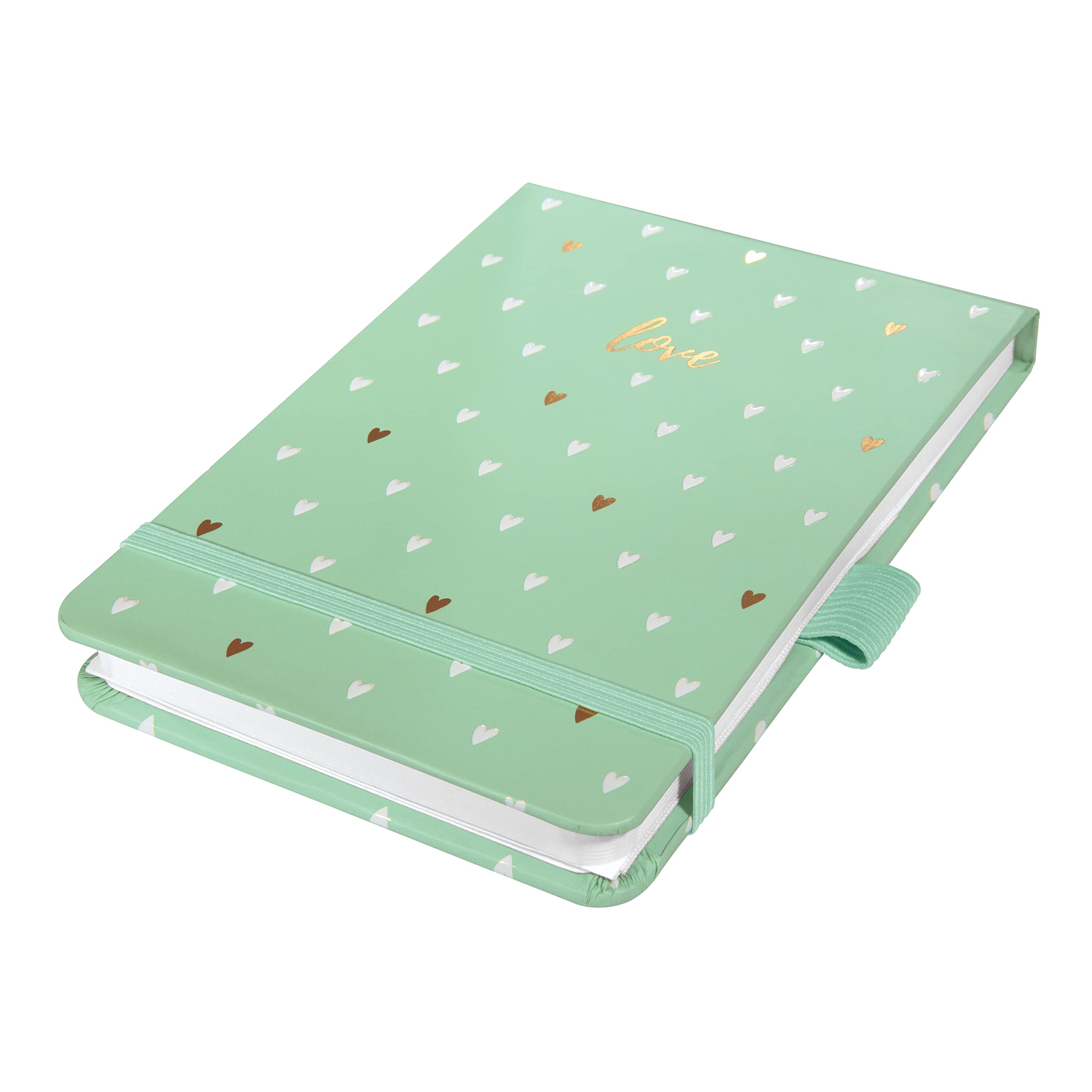 SIGEL JN396 Jolie Notepad, Mint Love, dotted (dot grid), 11 x 15,8 cm, hardcover, 158 pages, mint Green