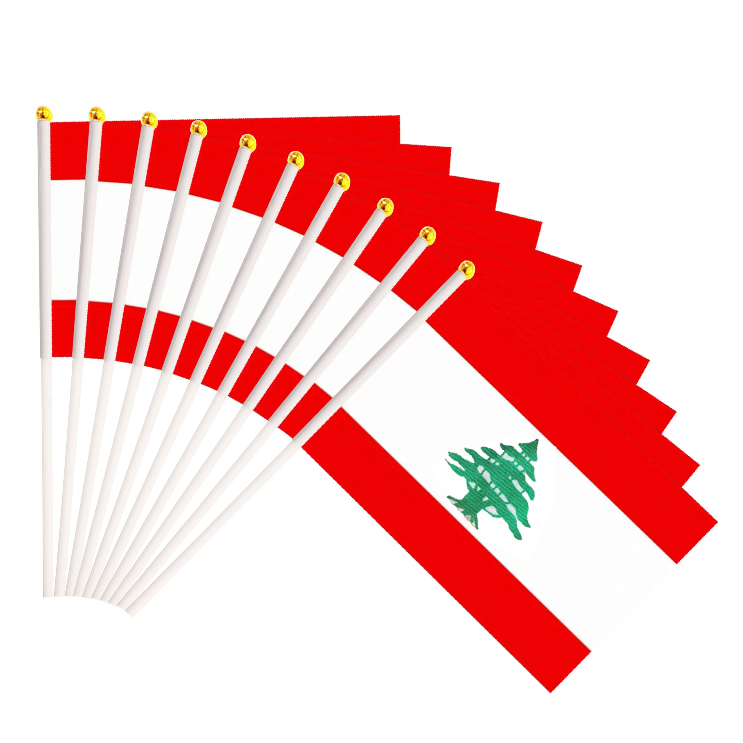 Photo 1 of 50 Pack Lebanon Lebanese on Stick Flags,Small Mini Hand Held Lebanon Lebanese Flags 5.5x8.3 Inch, Grand Opening, Carnival,Party Events Celebration
