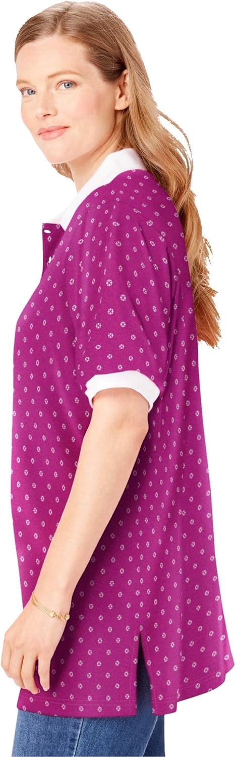 Woman Within Women's Plus Size Elbow-Sleeve Polo Shirt at  Women’s Clothing store