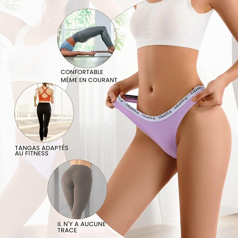 Strings Tanga Femme Coton Sexy Chic Culotte Stretch sous Vêtements Culottes Invisible Multipack Lot de 10 UN1-S — photo 5 sur 7
