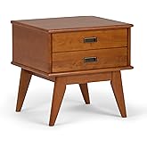 SIMPLIHOME Draper SOLID HARDWOOD 22 inch Wide Rectangle Mid Century Modern End Side Table in Teak Brown for the Living Room a