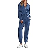 PRETTYGARDEN Women's 2 Piece Sweater Set Pullover Zip Up Sweatshirt Jogger Sweatpants Tracksuit Casual Outfit