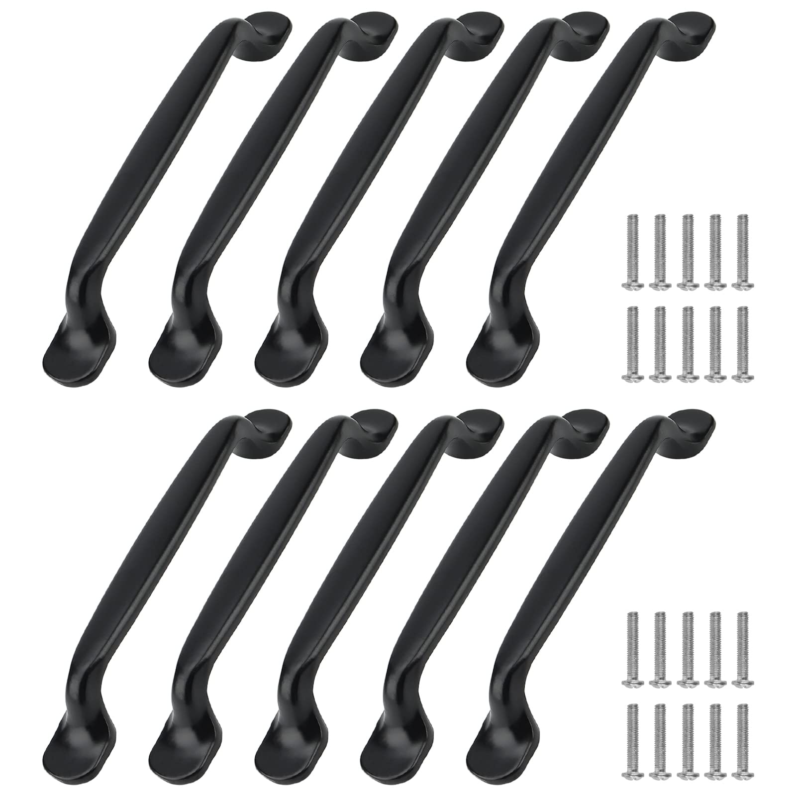 HAKZEON 30 Pack Mattle Black Cupboard Pull Handles, 128mm Hole Spacing Kitchen Door Handles Cabinet Handles for Drawer Closet Door