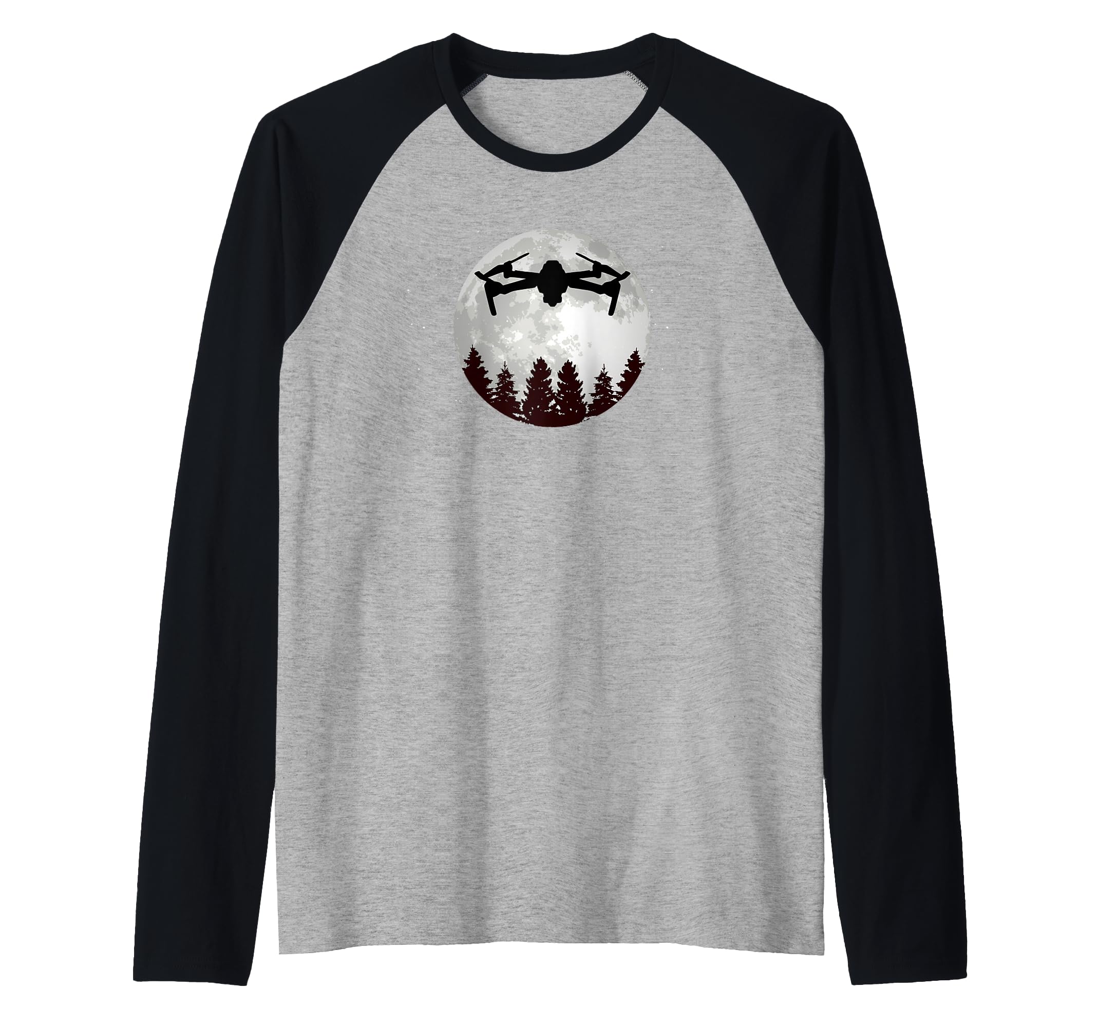 Drone Pilot -Full Moon- Funny FPV Drone Quadcopter Raglan Baseball Tee