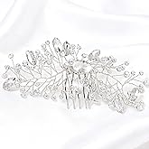 Crystal Bride Wedding Hair Comb, Silver Rhinestone Silver Bridal Side Comb Bridal Hairpieces Bridesmaid Clips Accessories, SilverBridal-Headpiece Wedding Hair Piece for Women and Girls, Pack of 1