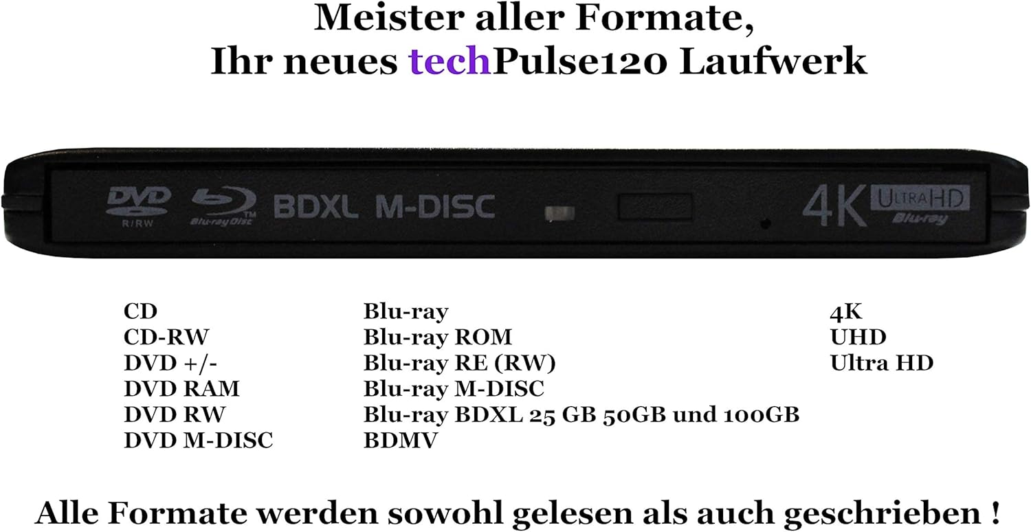 Bluray Writer USB 3.0 Listing Version 3 aluminium Black UHD 4K USB C