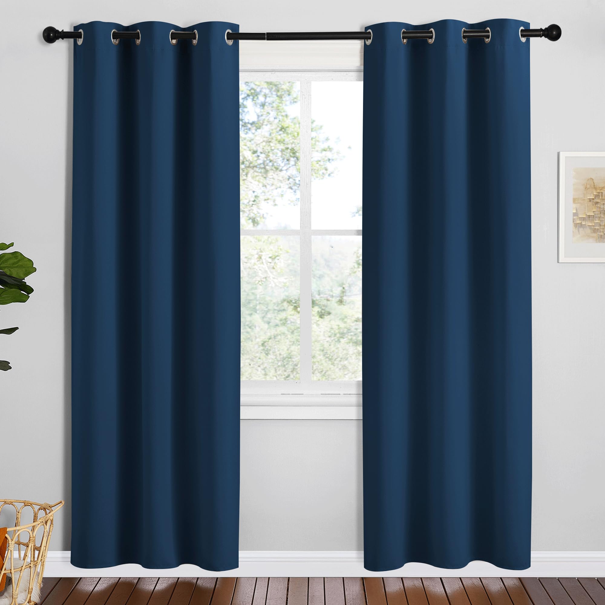 NICETOWN Moroccan Blue Room Darkening Curtains for Kitchen, Set of 2, 42 inches Wide by 78 inches Long, Window Treatment Thermal Insulated Solid Grommet Room Darkening Curtains/Drapes for Bedroom Image NICETOWN Moroccan Blue Room Darkening Curtains for Kitchen, Set of 2, 42 inches Wide by 78 inches Long, Window Treatment Thermal Insulated Solid Grommet Room Darkening Curtains/Drapes for Bedroom Image