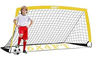 KUNUP Kids Soccer Goal for Backyard, 5×3, 6×4, 9×5FT Easy Foldable Soccer Practice Net with Portable Carrying Bag for Toddler Youth Adult Soccer Training Equipment Outdoor Sports Game