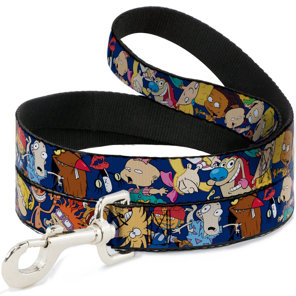 Buckle-Down "Nick 90's Rewind 16-Character Poses Navy Blue Pet Leash, 6'-1.5"