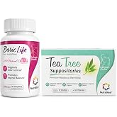 NutraBlast Boric Acid Suppositories Bundle with Tea Tree Oil Suppositories | Supports Odor Control, Soothes Discomfort, Restore Feminine pH Balance