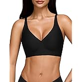 CALWINK Women's Jelly Bra Deep V-Neck Bra Lifting Support Wireless Push-Up Black
