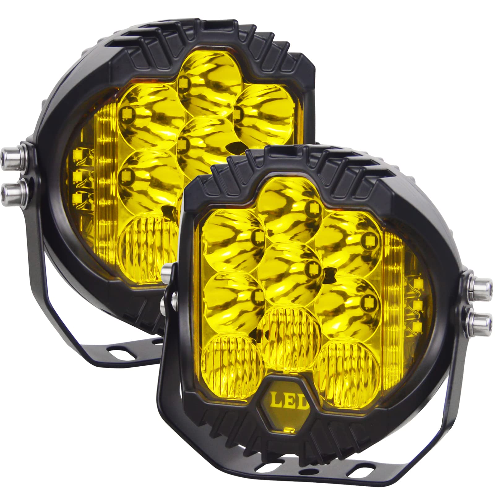 Photo 1 of Willpower 2 Pieces 5 inch 50W Amber Yellow Side Shooter LED Work Light Bar Off Road Driving Light Spot Flood Combo Driving Lamp Fog Lights for Jeep Truck ATV SUV Car Boat,10V-30V IP67 Waterproof